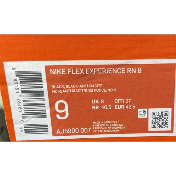 Nike Flex Experience RN 7 AJ5900-007 Black Anthracite Men’s 9 Running Shoes NIB main image 12